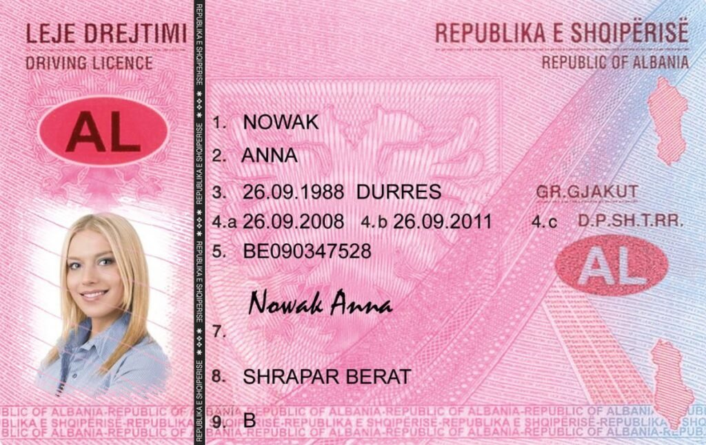 Albanian driving licence card