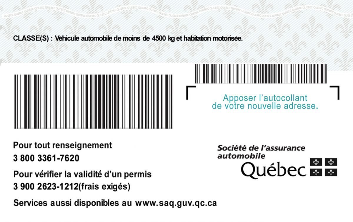 Quebec driving licence Card - Image 2